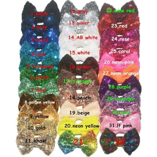 32 Colors Bulk 3.5" Sequin Embroidery Bow Glitter Bowknot Hair Bows DIY Hair Accessories Fashion Headwear