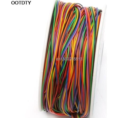 One Roll 8 Colors 30AWG Wire Wrapping Wire, Tinned Copper Solid, PVC insulation