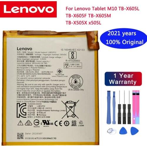 Lenovo Original 4850mAh L18D1P32 Tab Replacement Battery For Lenovo Tablet M10 TB-X605L TB-X605F TB-X605M TB-X505X x505L