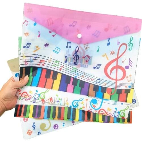 12pcs Kawaii Music Piano File Folder A4 Document Desk Organizer Paper Student Storage Bag Office School Supplies Stationery
