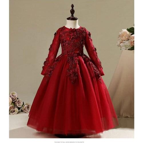 Newborn Girls Dress for Wedding Party Baby Girl Beads Flower Dresses Toddler Girls 1 Years Birthday Baptism Gowns Clothes