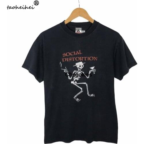 Rare!! Vintage 90s Social Distortion American Punk Rock Band Promo Album Tour Tees Black Medium Avs1