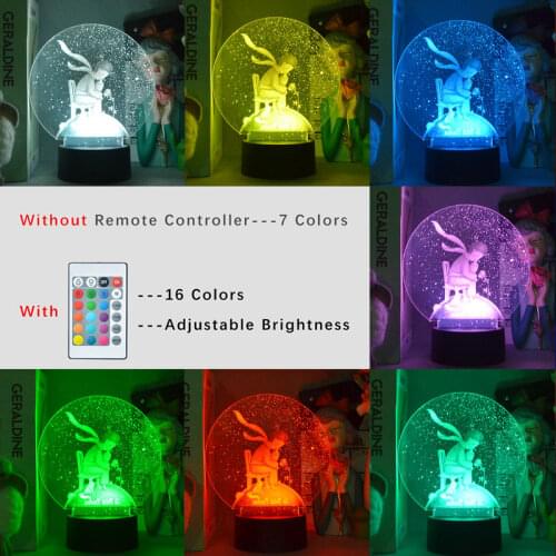 Romantic Love 3D Lamp little Prince Roses Snowday Acrylic LED Night Light DecorTable Lamp Valentines Day Sweetheart Wifes Gift