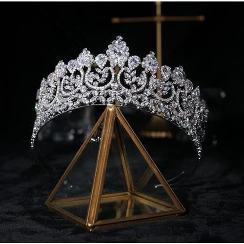 Luxury Bridal Crown Womens Leaf Hairbands Zircon Crown Women Wedding Tiaras Headwear HQ0086