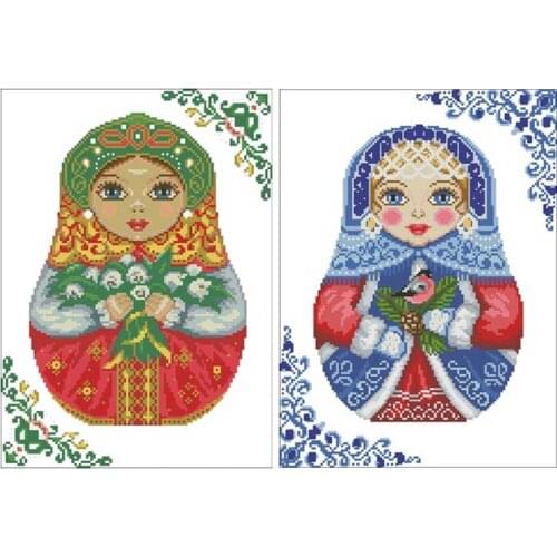 Russian Four Season Doll patterns counted 11CT 14CT 18CT Cross Stitch Sets DIY Chinese Cross-stitch Kits Embroidery Needlework