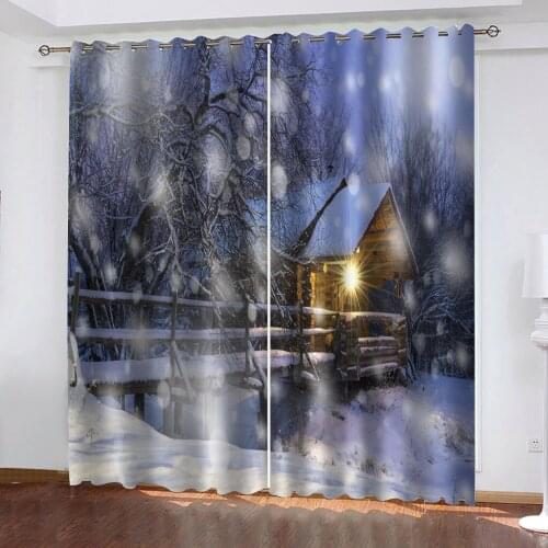 Morden white snow christmas curtains 3D Window Curtains For Living Room Bedroom Decoration curtains