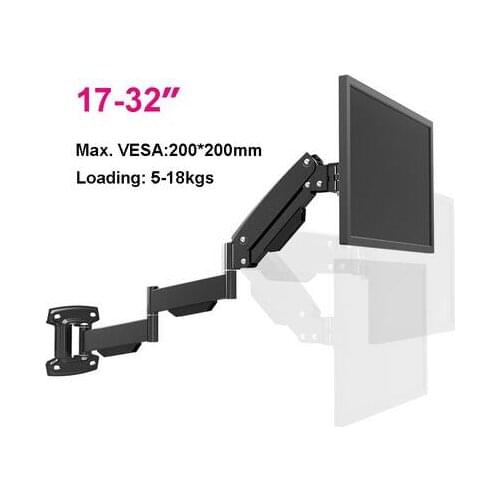 LG312C Ultra Long Gas Spring Heavy Duty TV Wall Mount Monitor Rack Holder Retractable Rotation LCD Mount 17"-32"