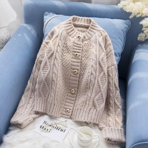 Urifens 2021 Knit Sweater Cardigan Women Loose Korean Retro Style Spring And Autumn Fashion Casual Cotton Coat CYQ0173