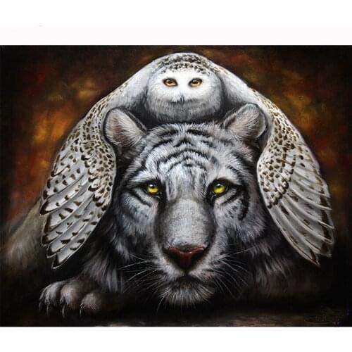 Cross-stitch diamond painting cute tiger eagle full diamond embroidery square round 3d diy mosaic diamond art L963