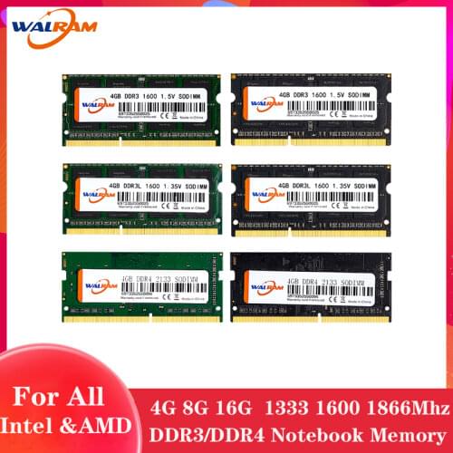 WALRAM memoria ram ddr4 ddr3 8GB 4GB 16GB laptop Ram 1333 1600 1866 2400 2666 DDR3L 204pin Sodimm Notebook memory 1.2V1.35V 1.5V