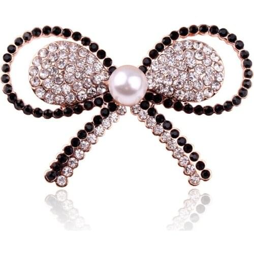 Women Brooches red multi Color Rhinestone Bow exquisite Bowknot button Pins Vintage Fashion Jewelry birthday gift party