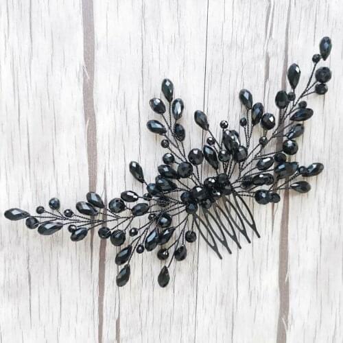 Black Crystal Women Hair Combs Bridal Hair Accessories Wedding Hair Jewelry Bridal Head Decoration Hair Ornament