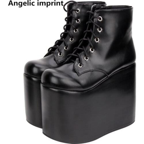 Angelic imprint mori girl lady lolita ankle punk Boots woman super high heels pumps Women princess dress party shoes 33-47 15cm