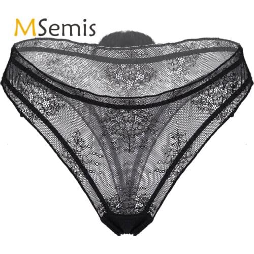 Womens Lingerie Lace Sexy Panties See-through Cute Erotic Underwear Low Rise Briefs Thong G-String with Removable Fluffy Ball