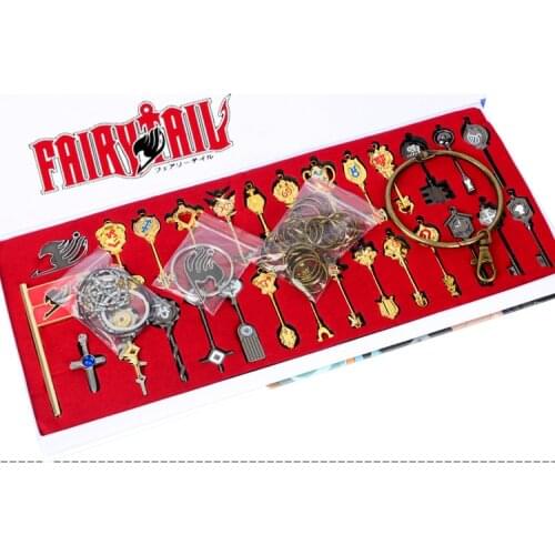 29 pcs/set Fairy Tail Lucy Cosplay Keychain toy Scale & Free Pink Tattoo Heartfilia Sign of the Zodiac Gold Key Pendants gift