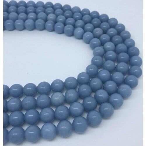 4mm 6mm 8mm10mm12mm millimeters Natural Blue Angelite Round Rock Loose Accounts to Make Bracelet Jewels 15'Strand