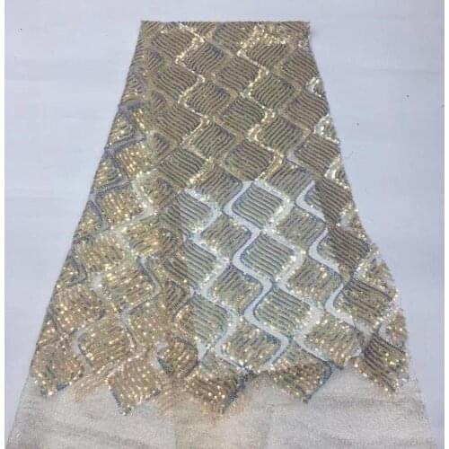 5yards/bag Sequin embroidery ripple pattern fashion new fabric used in wedding dress design XX521