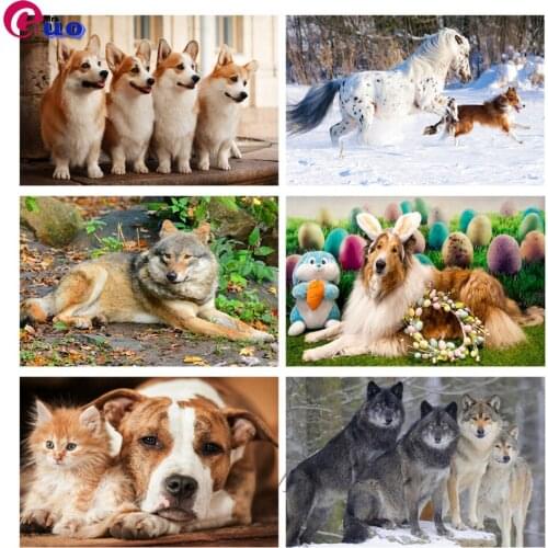 Diamond Embroidery DIY Diamond Painting Cross Stitch Kit animals dog and wolf 5D Needlework Diamond Christmas Home Decoration