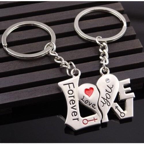 1 Pair Stainless Steel Stitching "LOVE" Keychain Couple Keyring Gift Fashion Accessories Love Present