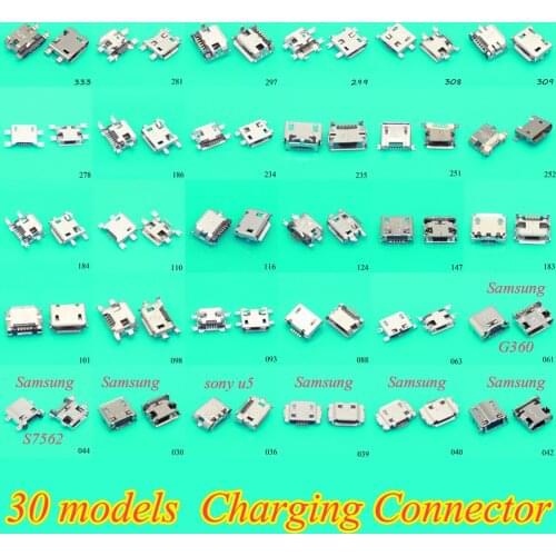 ChengHaoRan 30Models Female Micro USB Connector Socket Charging Port for Samsung Lenovo Huawei zte Sony meizu etc mobile phone