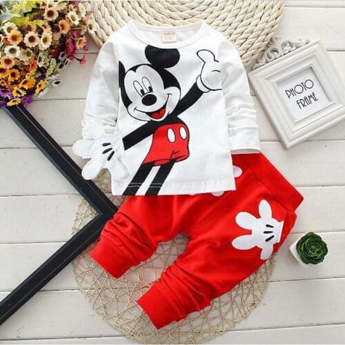 Disney Children Minnie Mickey Suits Clothes Cute Sweatershirt +Pants 2Pcs Sets Kids Girl Boys Sweatshirts Tracksuits Clothing