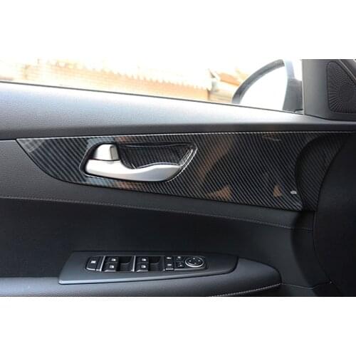 For Kia K3 Forte Cerato 2019 2020 2021 Carbon Style Interior Handle Bowls Partial Panel Frame Sticker Cover Trim Car Styling