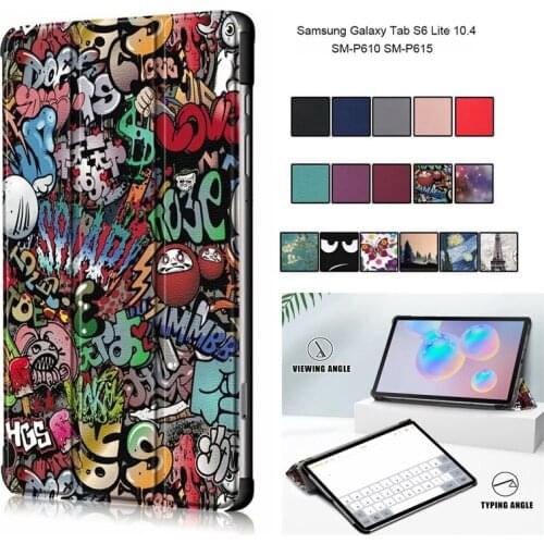For Samsung Galaxy Tab S6 Lite 10.4 Case Funda Magnetic Stand Cover for Samsung Tablet S6 Lite Case P610 P615 Tablet Case + film