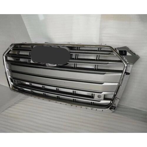 For S4 Style Front Sport Hex Mesh Honeycomb Hood Grill Chrome Gray for Audi A4/S4 B9 2017-2019