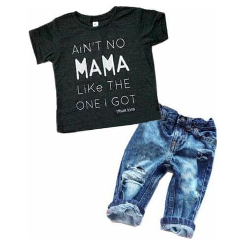 Newborn Toddler Boys clothing sets summer Clothes Suit cotton t-shirt denim pants overall jeans Newborn Toddler Infant 18M-6Y