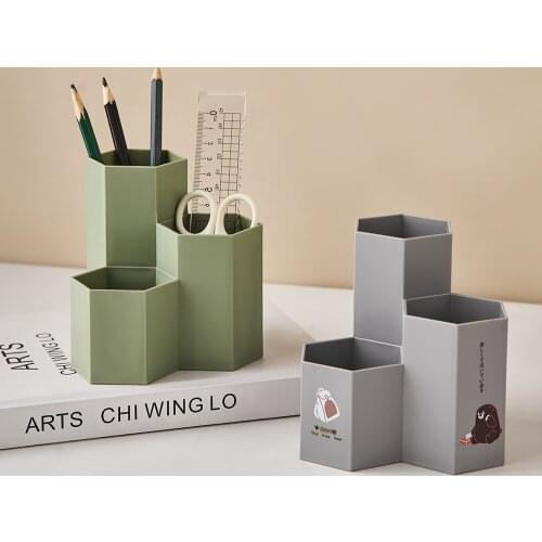 Office Storage Figurines Desktop Pen Holder Home Decoration Accessories for Bedroom Desk Stationery Plastic Storage Pen Holder