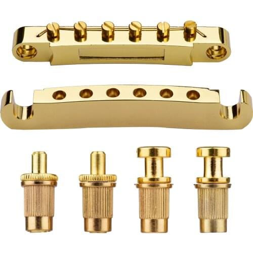 Guitar Bridge Guitar Roller Saddle Bridge Tailpiece Set for 6-String Electronic Guitar with1 bridge/1 tailpiece/4 studs