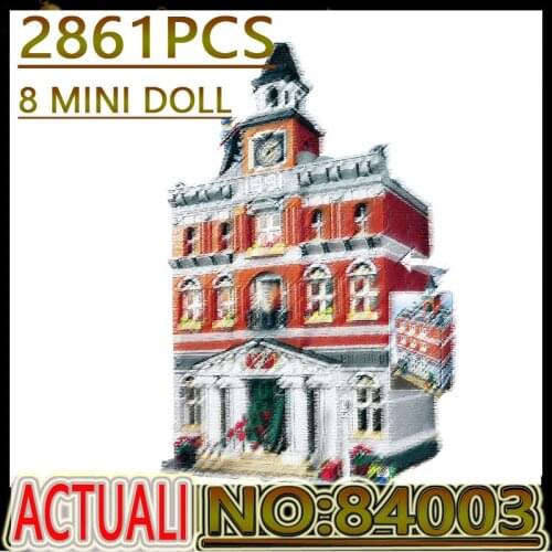 Hot Modular Street View Creator Authentic 3-story Town Guild Hall 15003 Model Building Blocks Toys Compatible With 84003 Bricks
