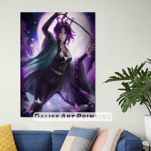 Canvas Anime Shinobu Kocho Demon Slayer Pictures Home Decoration Paintings Poster HD Prints Wall Art Modular Living Room Framed
