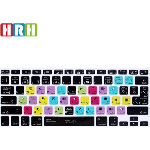HRH InDesign Hotkey Shortcuts Function Silicone Keyboard Cover ProtectorSkin For Mac Air Pro Retina 13 15 17 Both EU/US