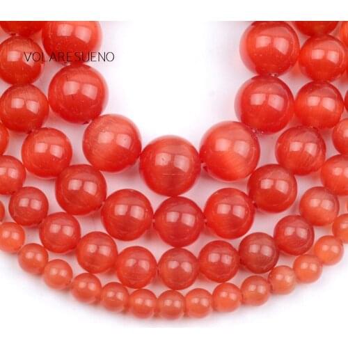 Red Cat Eye Opal Stone Natural Round Loose Beads 15” Strand Pick 4-12mm Spacer Beads For Necklace Accessory Jewelry Making