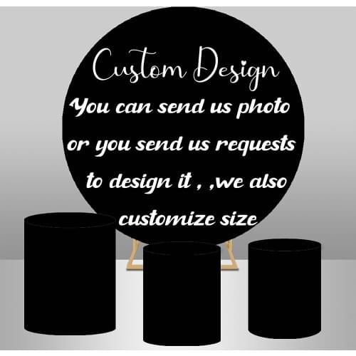 Round Circle Backdrop Custom Baby Shower Birthday Background Cake table Banner Plinth Cylinder Cover