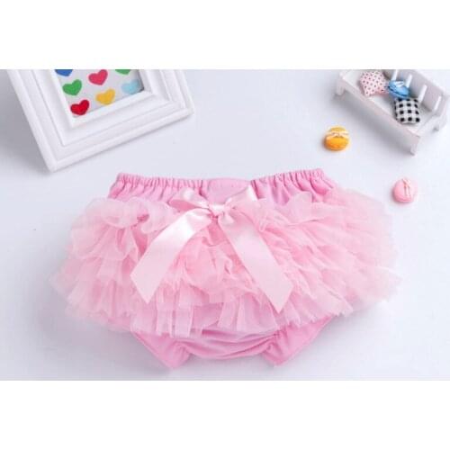 Top Quality Baby Girl Lace Bloomers Girls Ruffle Panties Infantil Toddler Bow Diaper Cover Kid Double-faced Yarn Shorts PP Pants