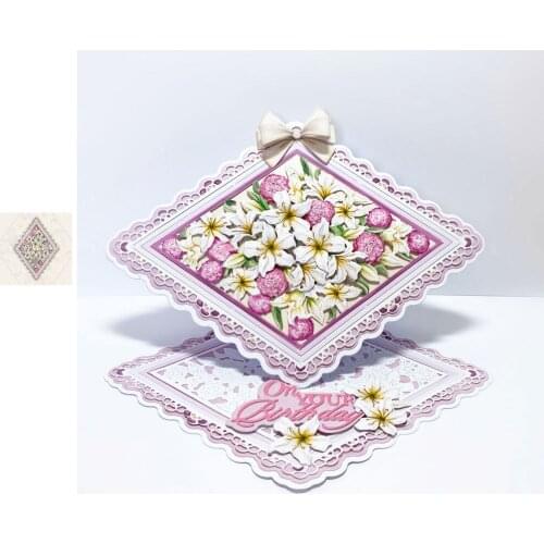 Lily Frame Square flowerMetal Cutting Dies Scrapbook Dariy Decoration Stencil Embossing Template DIY Greeting Card Handmade 2021