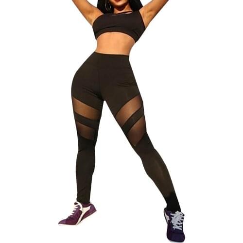 Women Fashion High Waist Mesh Splicing Slim Leggings Sport Running Pants Women Enhancement Sports Tights s Gym Leggings