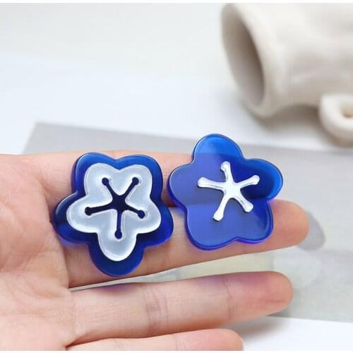 Summer style 40pcs/lot color print cartoon flowers shape acrylic beads without holes diy jewelry earring/garment accessory