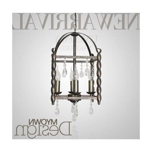 Loft Mediterranean American Style Rural Crystal Retro Iron House Pendant Light Restaurant Bar Living Room Hanglamp luminaire