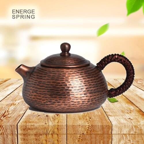 ENERGE SPRING Copper Kettle 300ML Hand Made Thicken Red Copper Teapot For Home Tea Room Boiled Water Pot Pure Copper Tea Set