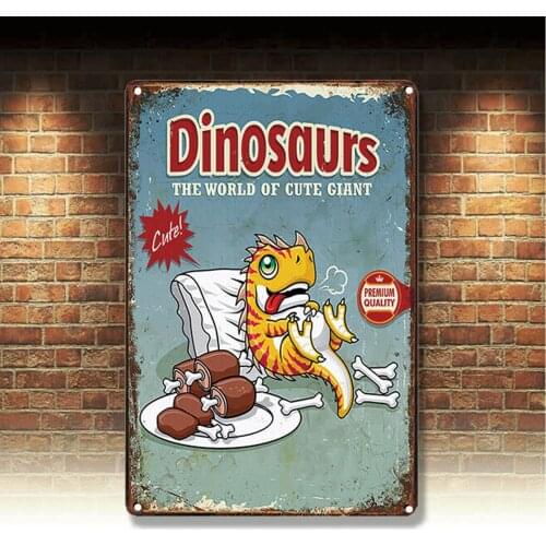 Metal Tin Sign Dinosaur Cute Giant Decor Bar Pub Home Vintage Retro Poster
