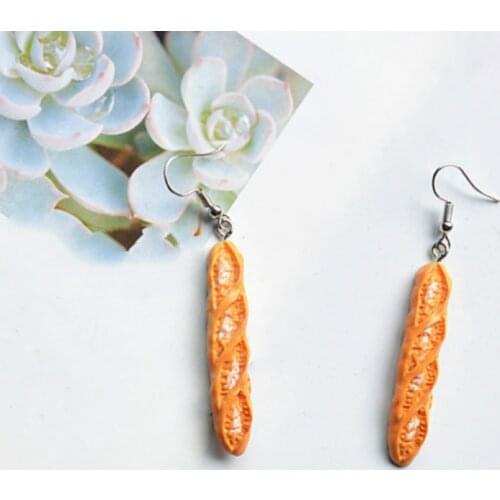 Kawaii Fashion Simulation Food Pendant Long Earrings for Women Cute Interesting Small Cake Bread Earrings boucle oreille pain