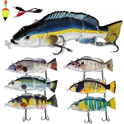 Robotic Fishing Lures Multi Jointed Bait 4 Segments Auto Electric Wobblers For Pike Swimbait USB Rechargeable LED Light Swimming