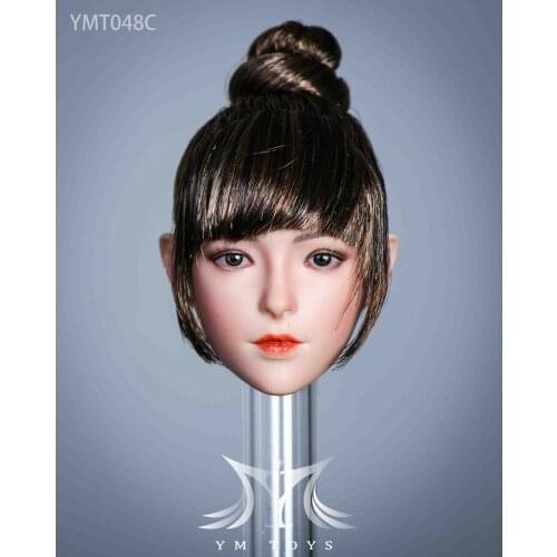 1/6 YMT048 Asian Beauty Planted Hair Girl Head Sculpt Fit 12'' Action Figure Body
