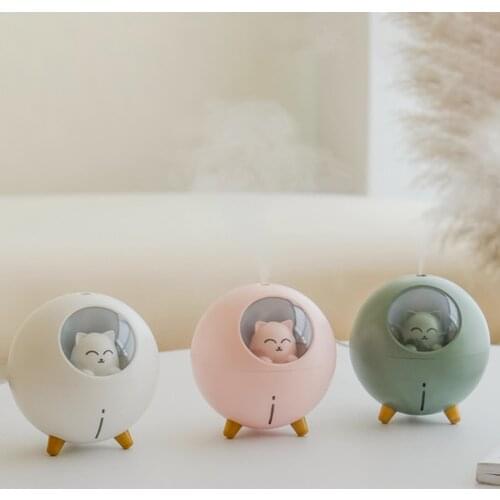 Cartoon Cute Cat Air Humidifier USB Mini Ultrasonic Household Aromatherapy Spray Desktop Humidifier Aroma Essential Oil Diffuser