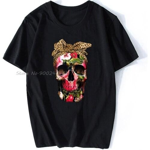 Men t-shirt Flower Skull Leopard Fashion Bow Woman Tshirt Women T Shirt Men Cotton Tees Tops Hip Hop Harajuku Streetwear