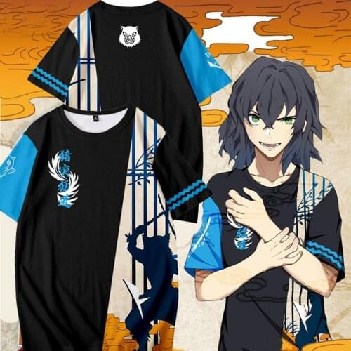 Anime Demon Slayer Hashibira Inosuke cosplay Kimetsu no Yaiba Agatsuma Zenitsu Men women t shirt short-sleeve tops