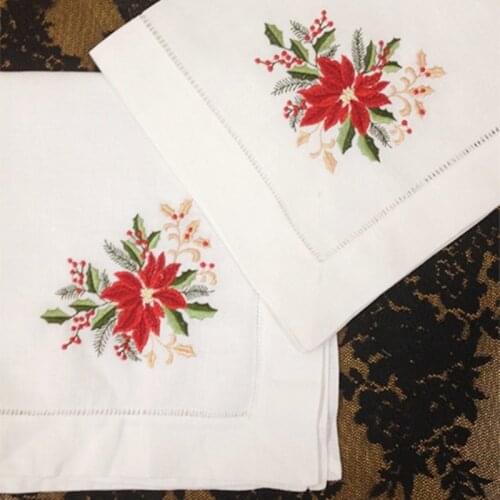 Set of 12 Fashion Linen Dinner Napkins Table Napkin 20x20-inch Embroidered Floral Vintage Tea Napkins For Special Occasions